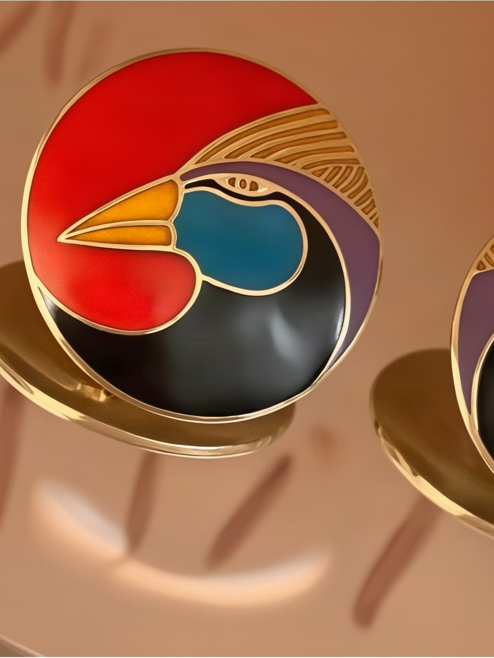 - NWOT Laurel Burch Harlequin Bird Earrings Retired